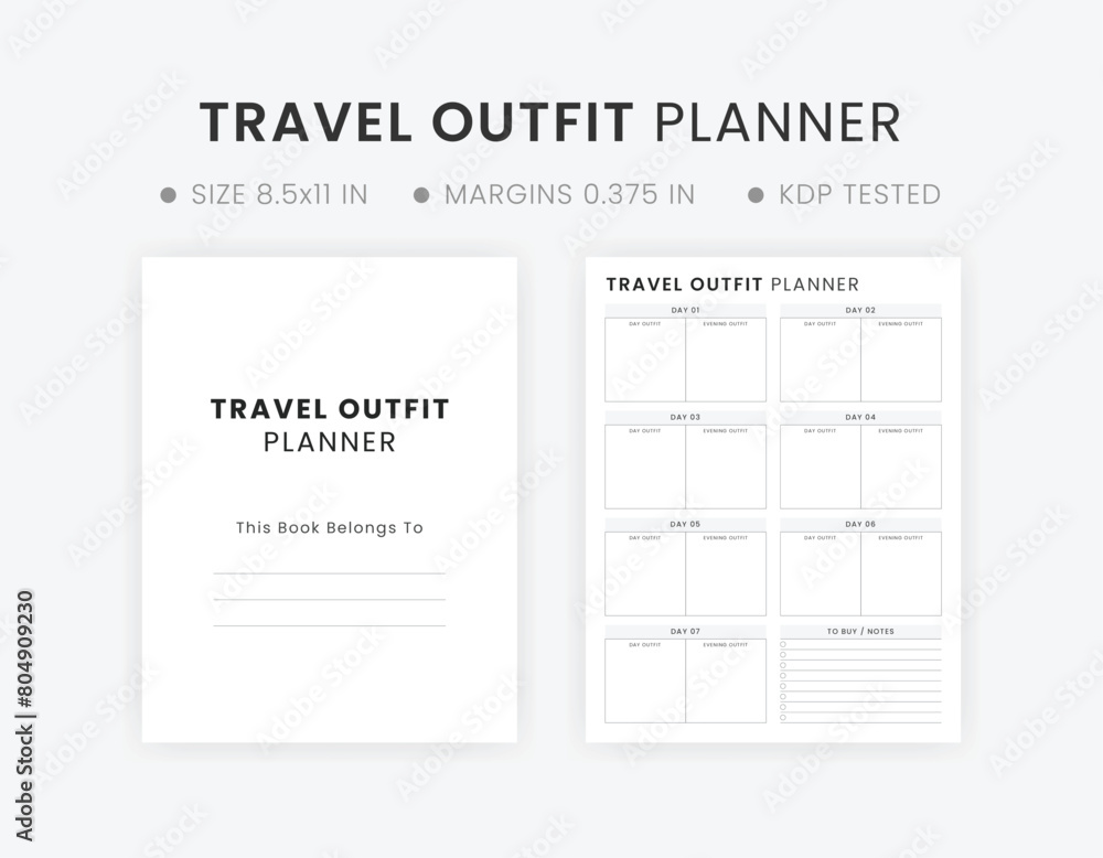 Printable Travel Outfit Planner Template, Daily Outfit Planner for Business Trip &amp; Vacation ...