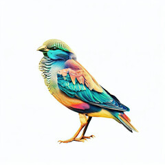 isolated colorful birds standing on a white background generated with generative AI technology 
