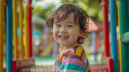 Canvas Print - Children are having fun in the park with toys and play equipment.