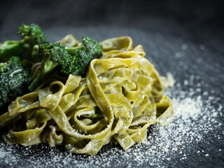 Wall Mural - Spinach cream pasta on plate