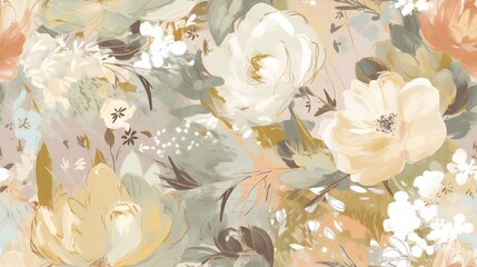 romantic wedding rose bouquet vintage blooming flowers painting soft light floral background wallpaper pattern