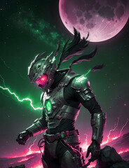 Wall Mural - Elegant space soldier character on alien planet