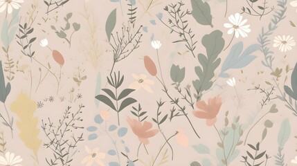 Wall Mural - vintage soft light floral background wallpaper pattern