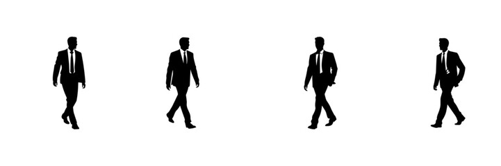 Poster - Black and white silhouettes of  walking man