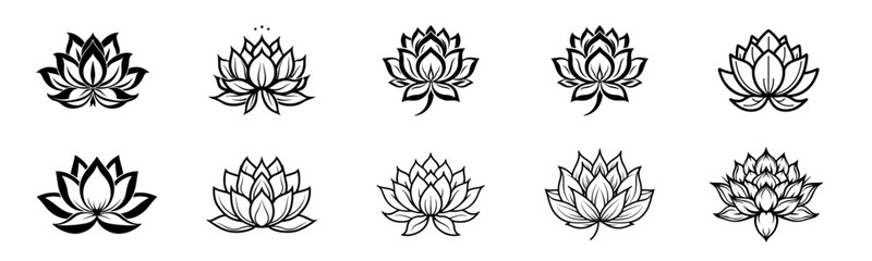 Zen Blossoms Lotus Flower Vector Collection