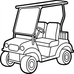 Wall Mural - Golf cart outline illustration digital coloring book page line art drawing