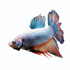 an isolated colorful fish on a white background, created with AI technology. 
