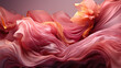 © Image Lounge - Heavenly Fluttering Gold and Pink Color Silk Fabric in Space With Delicate Folds on Focus on Foreground