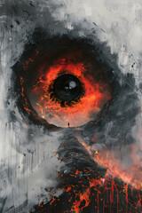 Poster - Cataclysmic Volcanic Eruption in Surreal,Cinematic Landscape