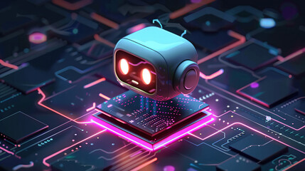 Artificial intelligence chat bot connected to computer processing unit