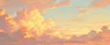 Fototapeta  - Clouds reminiscent of an anime sky, imbuing the dusk sky with a blend of orange and pink hues