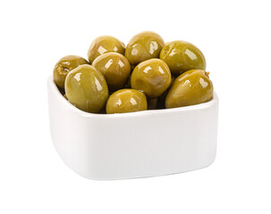 Wall Mural - Green olives, in a white bowl