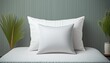 Modern white pillow mockup for bed aesthetic cushion insert design for branding bedding