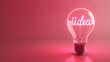 © Mutshino_Artwork - Neon Light Bulb Idea Concept on Vibrant Pink Background