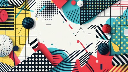 Vibrant geometric abstract art with dynamic shapes and patterns