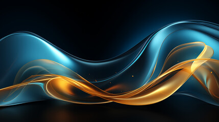 Wall Mural - Abstract blue and gold waved shapes background
