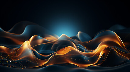 Wall Mural - Abstract blue and gold waved shapes background