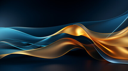 Wall Mural - Abstract blue and gold waved shapes background