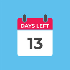 13 days to go countdown template. 13 day Countdown left days banner design. 13 Days left countdown timer
