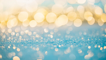 Wall Mural - Soft and delicate blurred bokeh background in sky blue, pale yellow