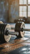 dumbbells in a gym as a symbol picture for fitness and health