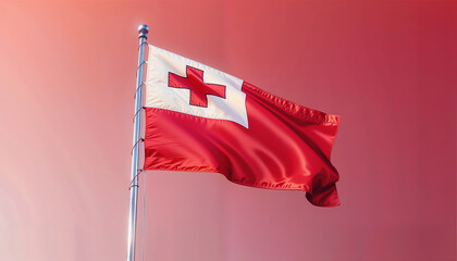 3D rendered Tonga flag, isolated on a clean background. High-quality, realistic depiction perfect for various uses, Generated by AI.