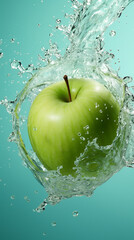 Wall Mural - Apple causing water splash