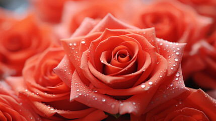 Wall Mural - close-up beautiful rose with water drops