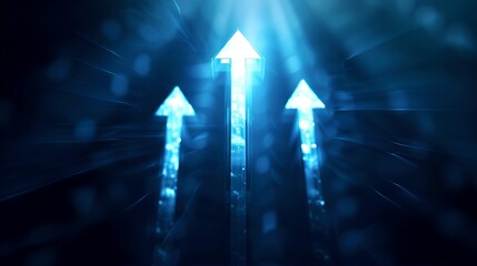 Wall Mural - abstract blue arrows pointing upward in a digital space, symbolizing growth, progress, and futuristi