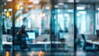© 沈军 贡 - Bright business workplace with people in walking in blurred motion in modern office space