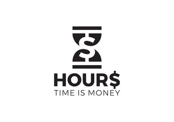 simple hourglass with dollar logo vector design