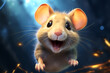 Cute happy cartoon mouse. Horizontal composition.