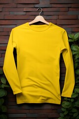 Wall Mural - A sunny yellow Long Sleeve T-shirt mockup
