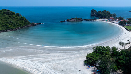 Wall Mural - Aerial view Bo Thong Lang Beach, Bo Thong Lang Beach small bay with beach that curves beautiful circular shape, White sandy beach, Bang Saphan, Prachuap Khiri Khan, Thailand.