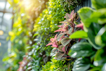 Closeup of an office plant wall a testament to the integration of greenery in professional settings for better air quality 