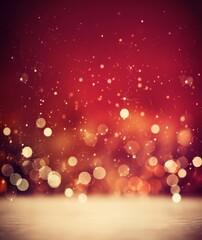 Festive Red Bokeh Background with Sparkling Lights for Christmas and New Year Celebrations