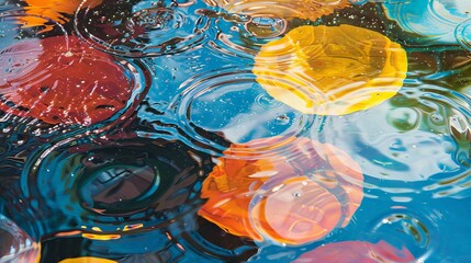 Sticker - Through the lens of perception, oil colored circles in water transcend their mundane origins, becoming portals to a realm of boundless imagination and creativity.