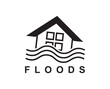 floods icon vector, the house was hit by a storm