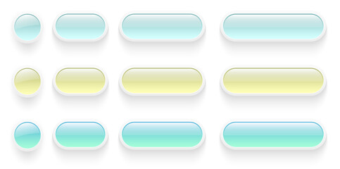 Aufkleber - Buttons set  for user interface, simple colored 3D modern design for mobile, web, social media, business. Minimal style UI icons set.