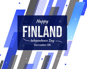 Wall Mural - Happy Finland Independence Day, wallpaper design with shapes and typography. December 06 is celebrated as independence in Finland