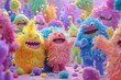 Vibrant 3D Animated Whimsical Creatures Frolicking in Joyful Laughter