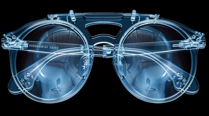 Canvas Print - X-ray scan of a pair of sunglasses, highlighting the lenses and frames.