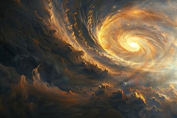 Wall Mural - A breathtaking view of Jupiter and its swirling bands of clouds, with the Great Red Spot prominently visible in the gas giant's atmosphere.