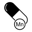 Mineral Mn icon, healthy medicine pill supplement symbol, complex vitamin vector illustration