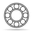 Bearing wheel shadow icon, rolling ball sign, flat web design vector illustration