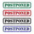 Set of Postponed stamp symbol, label sticker sign button, text banner vector illustration