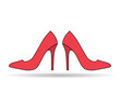 High heel pair shadow icon, shoe fashion style sign, elegant woman symbol vector illustration