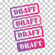 Set of Draft stamp symbol, label sticker sign button, text banner vector illustration