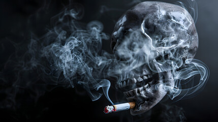 Poster - a human skull coming from a lit cigarette