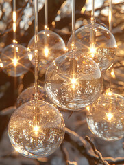 Canvas Print - golden christmas balls